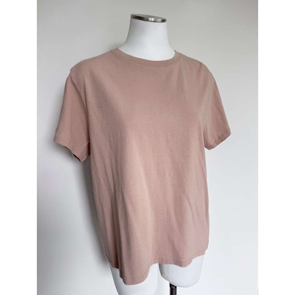 Nuuds Womens Crew Neck Short Sleeve Cotton T-Shirt Light Tan Size Medium